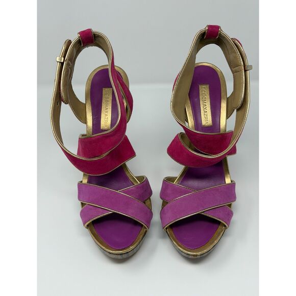 BCBG Max Azria Milan Platform Shoes Pink Purple Suede 5.5 inch Heel Size 10B - Picture 1 of 9